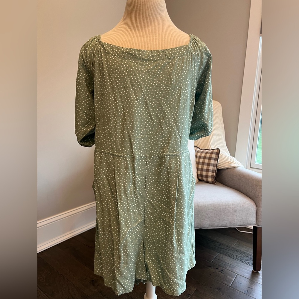 Loft Beach NWT Sage Green Romper with White Dots